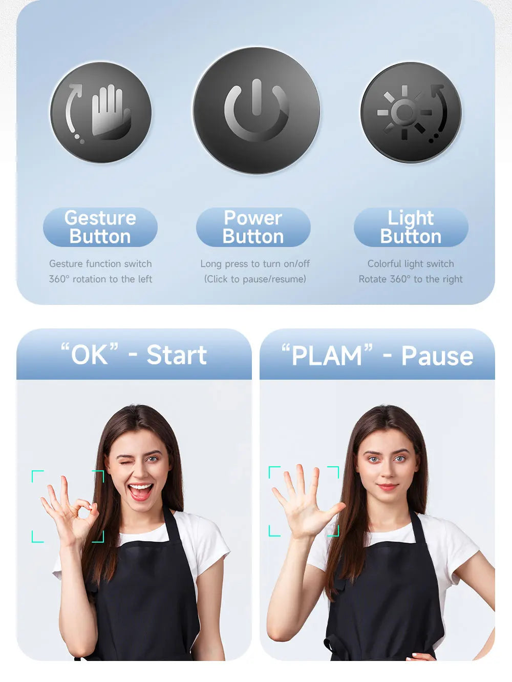 360°Auto Smart Face Tracking AI Gimbal Desktop Cell Phone Holder Tripod for Camera Vlog Live - LKBA