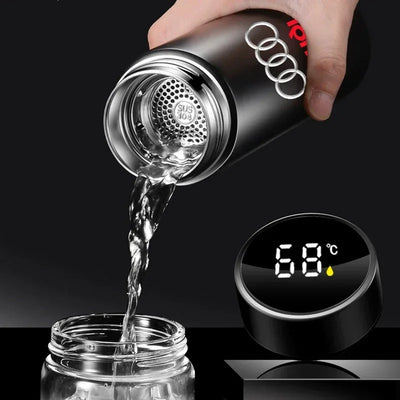 New Car Smart Thermos Bottle Temperature Stainless Travel Mug Emblem For Audi A7 A8 A3 A4 A5 A6 TT Q3 Q5 Q7 A1 B5 B6 B7 B8 B9 8P