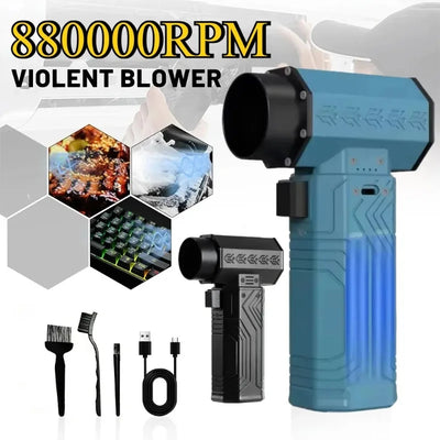 880000RPM Powerful  Mini Turbo Jet Fan Air Blower ,10000mAh 600g Thrust 70m/s Wind Brushless Duster leaf Removal Dryer keyboard - LKBA