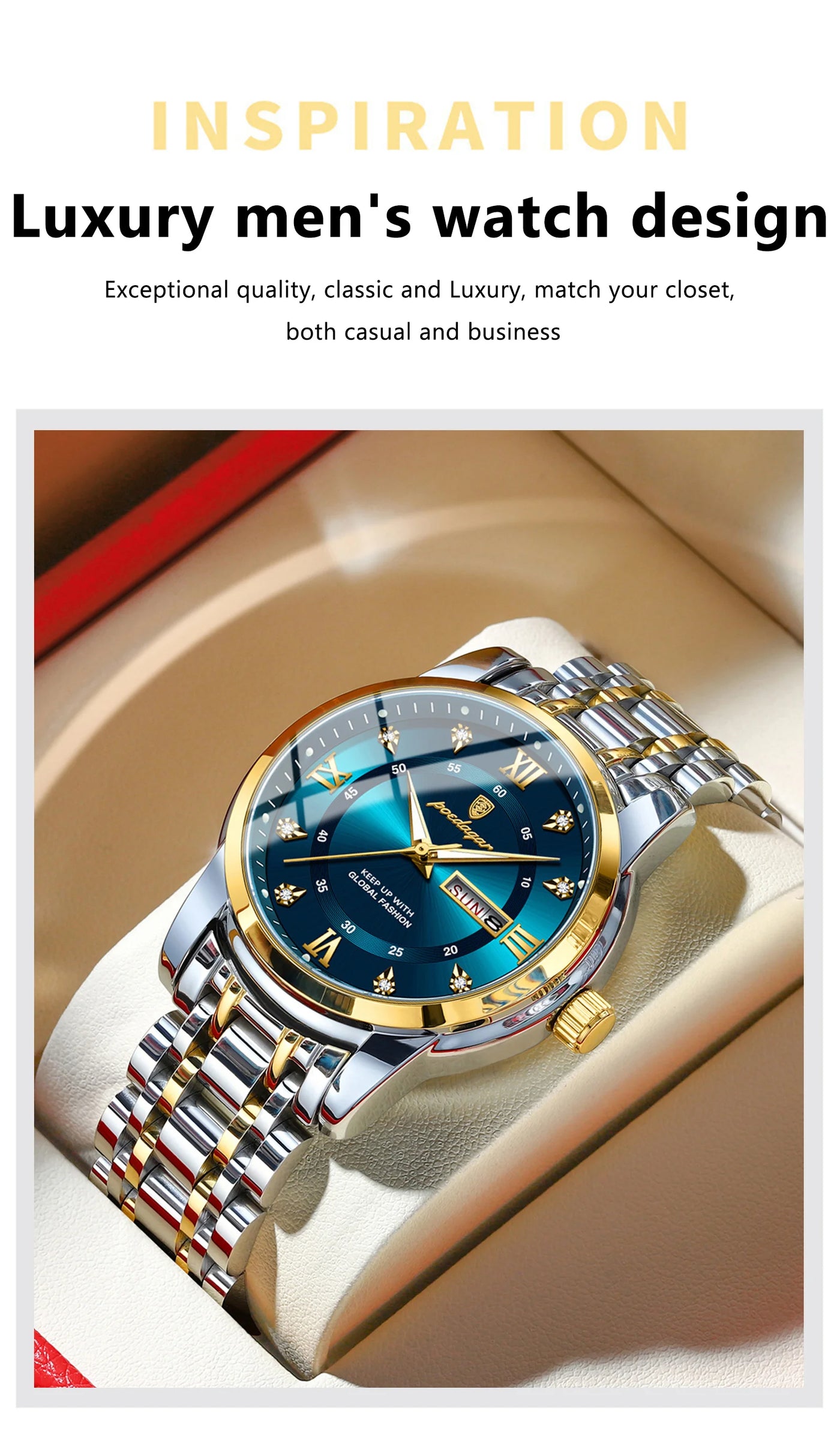 POEDAGAR Luxury Watch for Man Elegant Date Week Waterproof Luminous Men Watch Quartz Stainless Steel Sports Men's Watches reloj - LKBA