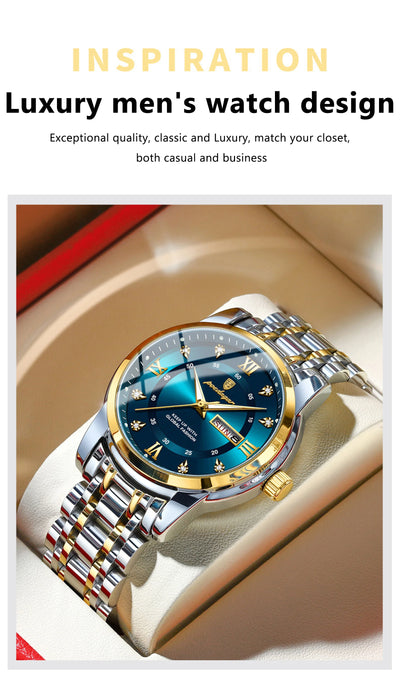 POEDAGAR Luxury Watch for Man Elegant Date Week Waterproof Luminous Men Watch Quartz Stainless Steel Sports Men's Watches reloj - LKBA