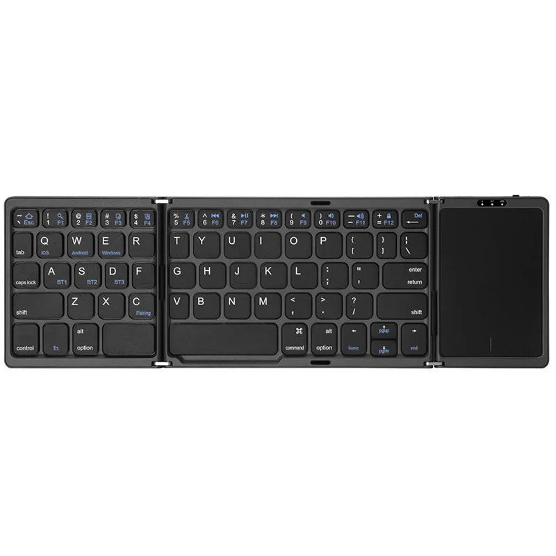 Bluetooth 5.1 Keyboard 3-Folding Mini Keyboard Rechargeable Foldable Keyboard with Touchpad - LKBA