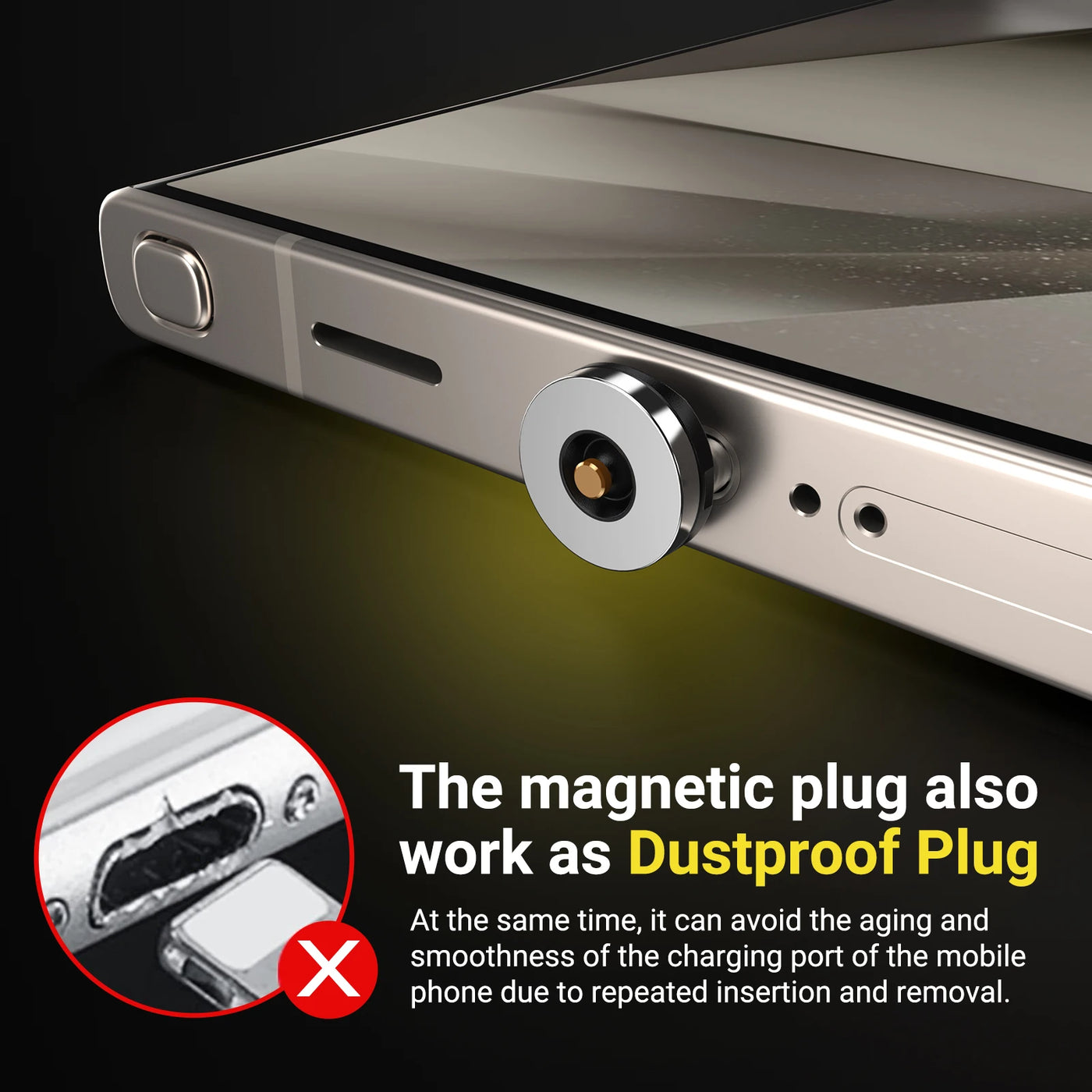 AUFU 540 Degree Rotating Magnetic Adapter USB to Type-C Charging Cable Magnetic USB C Female Converter for iPhone17 Mobile Phone - LKBA