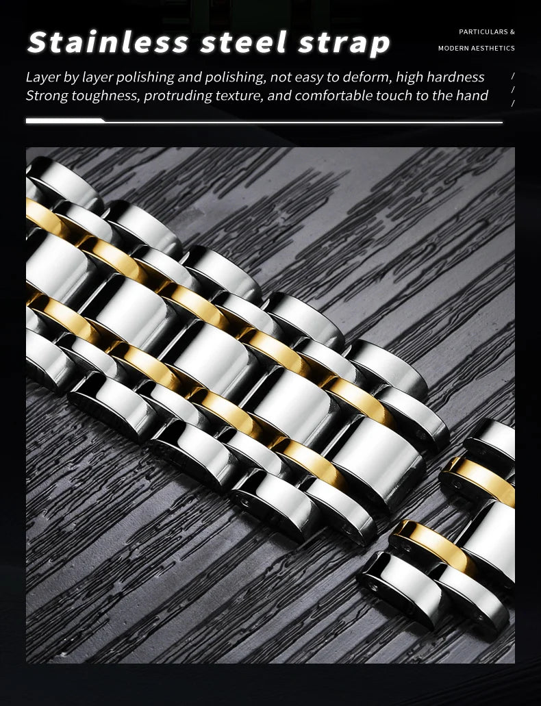 OLEVS 2856 Quartz Watch for Men Flywheel Skeleton Chronograph Moon Phase Multifunctional Stainless steel Men's Wristwatches - LKBA