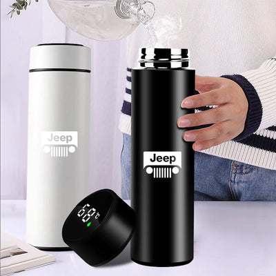 Car Stainless Steel Smart Thermos Mug Thermos LED Display Temperature For Jeep Renegade Patriot Wrangler Cherokee Compass Trail - LKBA