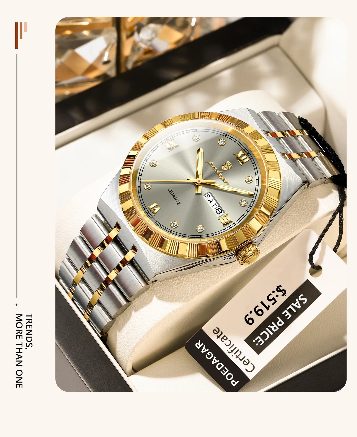 POEDAGAR Original Military Man Wristwatch Quartz Week Date Watch For Men Waterproof Luminous Stainless Steel Men's Watches Reloj - LKBA