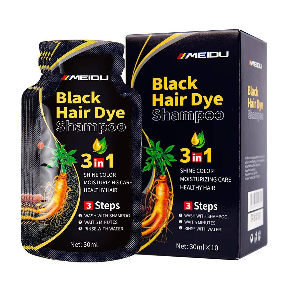30ml/500ml 3-in-1 Quick Hair Dye Shampoo Natural Black Herbal Hair Dye Moisturizes Mild Hair Dye Conditioner Hair Care Products - LKBA