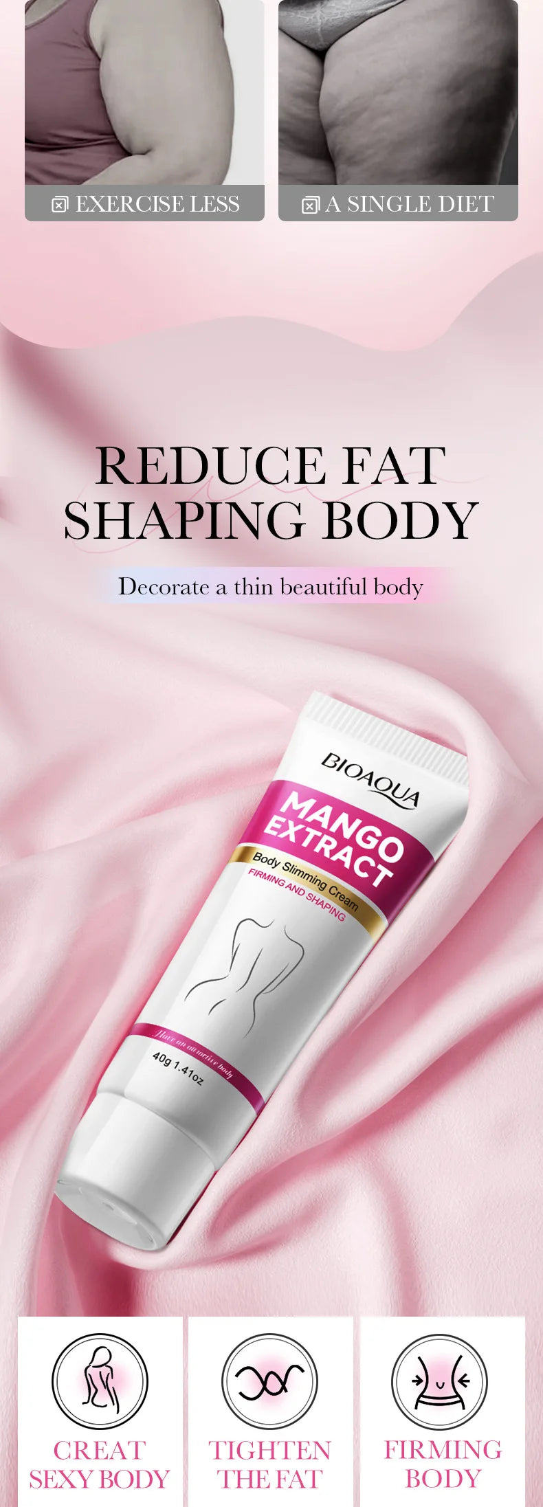 Fast Slimming Cream Weight Loss Remove Cellulite Sculpting Fat Burning Massage Firming Lifting Quickly Niacinamide Body Care 40g - LKBA