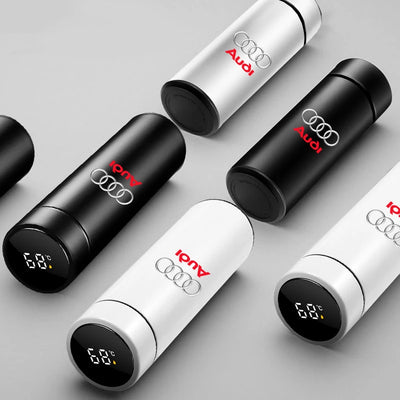New Car Smart Thermos Bottle Temperature Stainless Travel Mug Emblem For Audi A7 A8 A3 A4 A5 A6 TT Q3 Q5 Q7 A1 B5 B6 B7 B8 B9 8P - LKBA