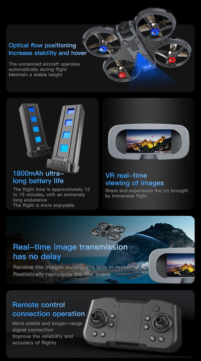 New X226 Mini RC Drone with Professional 8K HD Dual Camera 6Axis Headless Mode 360 Fly Remote Quadcopter - LKBA