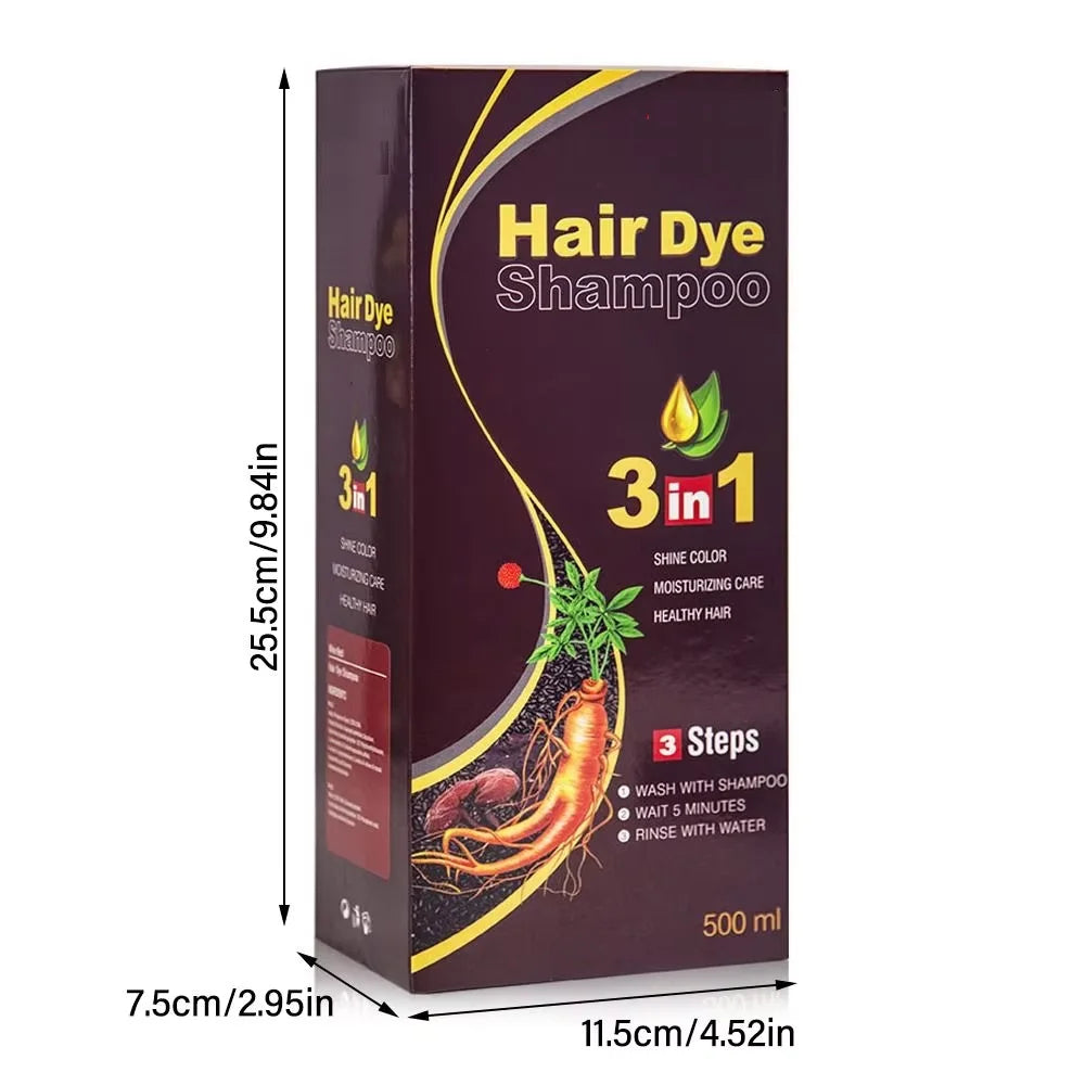 30ml/500ml 3-in-1 Quick Hair Dye Shampoo Natural Black Herbal Hair Dye Moisturizes Mild Hair Dye Conditioner Hair Care Products - LKBA
