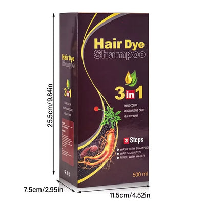 30ml/500ml 3-in-1 Quick Hair Dye Shampoo Natural Black Herbal Hair Dye Moisturizes Mild Hair Dye Conditioner Hair Care Products - LKBA