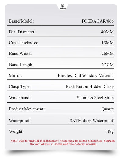 POEDAGAR Square Men Watch Waterproof Luminous Chronograph Calendar Man Wristwatch Stainless Steel Quartz Men's Watches+Box Reloj - LKBA