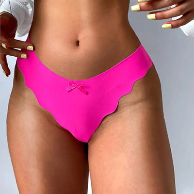 Ultra-thin Quick Drying Lady thong Breathable Ice Silk Women's G-string Comfortable Wave edge Seamless Female T-Pants - LKBA