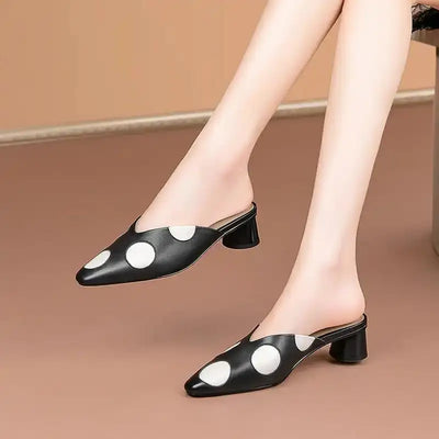 Women Cute Sweet High Quality Beige Bezel Slip on Stiletto Lady Classic Comfort Stylish Heel Shoes Zapato Negro Tacon E5867 - LKBA