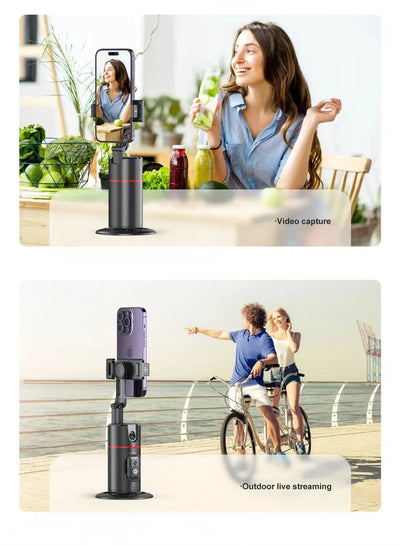 Auto Face Tracking Tripod 360°Rotation, No App, Smart Shooting Phone Holder for Live Video - LKBA