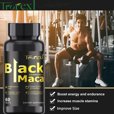 Organic Black Maca Pills 60 Tablets Men Enhancing Supplement Improve Size Endurance Promotes Healthy Energy - LKBA