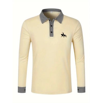 Spring and Autumn Men's Long Sleeve Polo Shirt Classic Business Office T-shirt Male Street Casual Fashion Solid Color Top