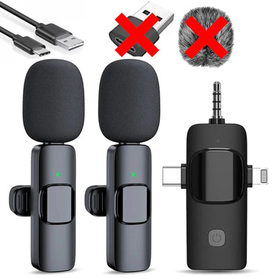 Lavalier Professional Dual Wireless Lapel Microphone Mic For iPhone Android Phone Mobile Cell PC Tie Buttonhole Micro Microphon - LKBA