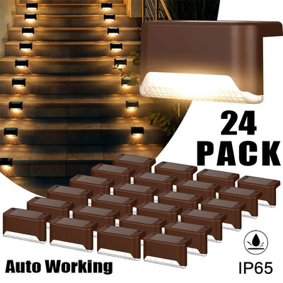 1-24PCS IP65 Waterproof Solar Garden Light Outdoor LED Solar Power Deck Lamps for Railing Stairs Step Fence Yard Patio Pathway - LKBA