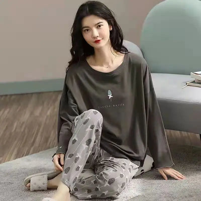 Spring and Autumn New Ladies Pajamas Homewear Set of Long-Sleeved Autumn and Winter Homewear Women Plus Size Pajamas Set - LKBA
