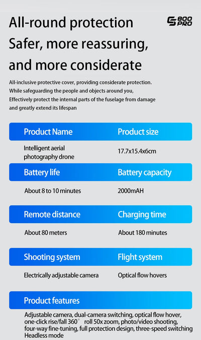 NEW ES800 Pro Mini Drone 1080P HD Camera Brushless Motor Obstacle Avoidance Aerial Photography Remote Control Aircraft Quadcopter - LKBA