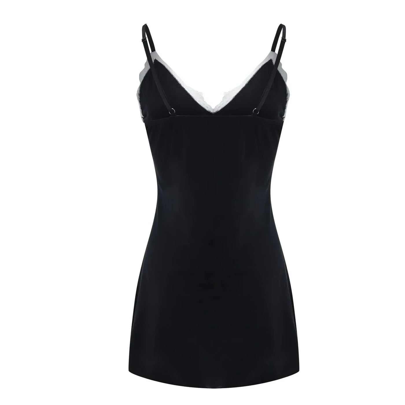 Sexy Sleepwear Women Lace Silk Satin V-Neck Nightgown Split Hem Soft Lingerie Night Dress Sleeveless Sleepwear Female Clothes - LKBA