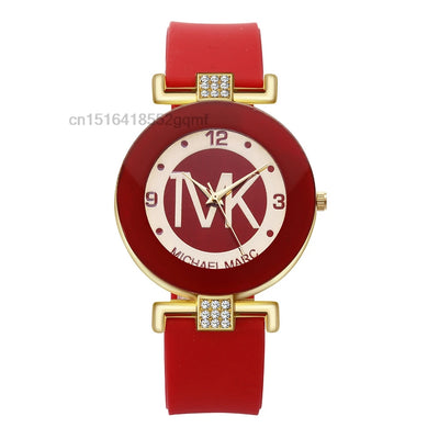 Luxury TOP DQG Brand Ladies Watch Red Silicone Diamond Men Digital Quartz Wrist Watches For Women Montre Femme Dropshipping Gift - LKBA