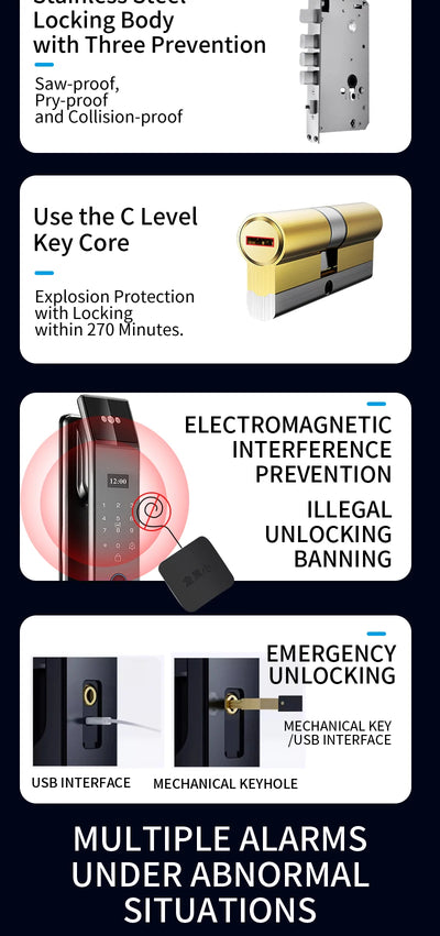 XSDTS Wifi Tuya APP Face Recognition Smart Door Lock with Camera Video Call Voice Intercom Digital Door Lock Automatic Door Lock - LKBA