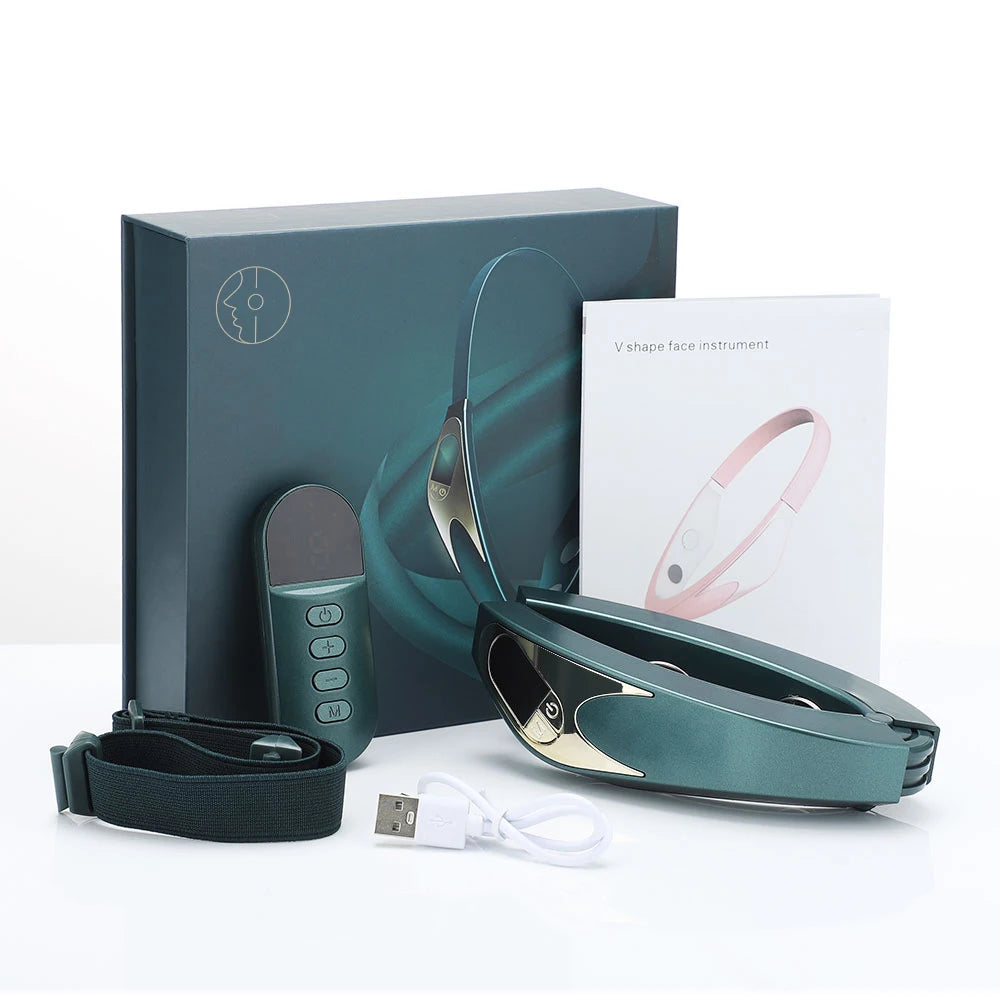 Electric V-face Face Lift Device 6Mode Heated Skin Rejuvenation Double Chin V Face Vibration Massager Wireless Remote Control - LKBA