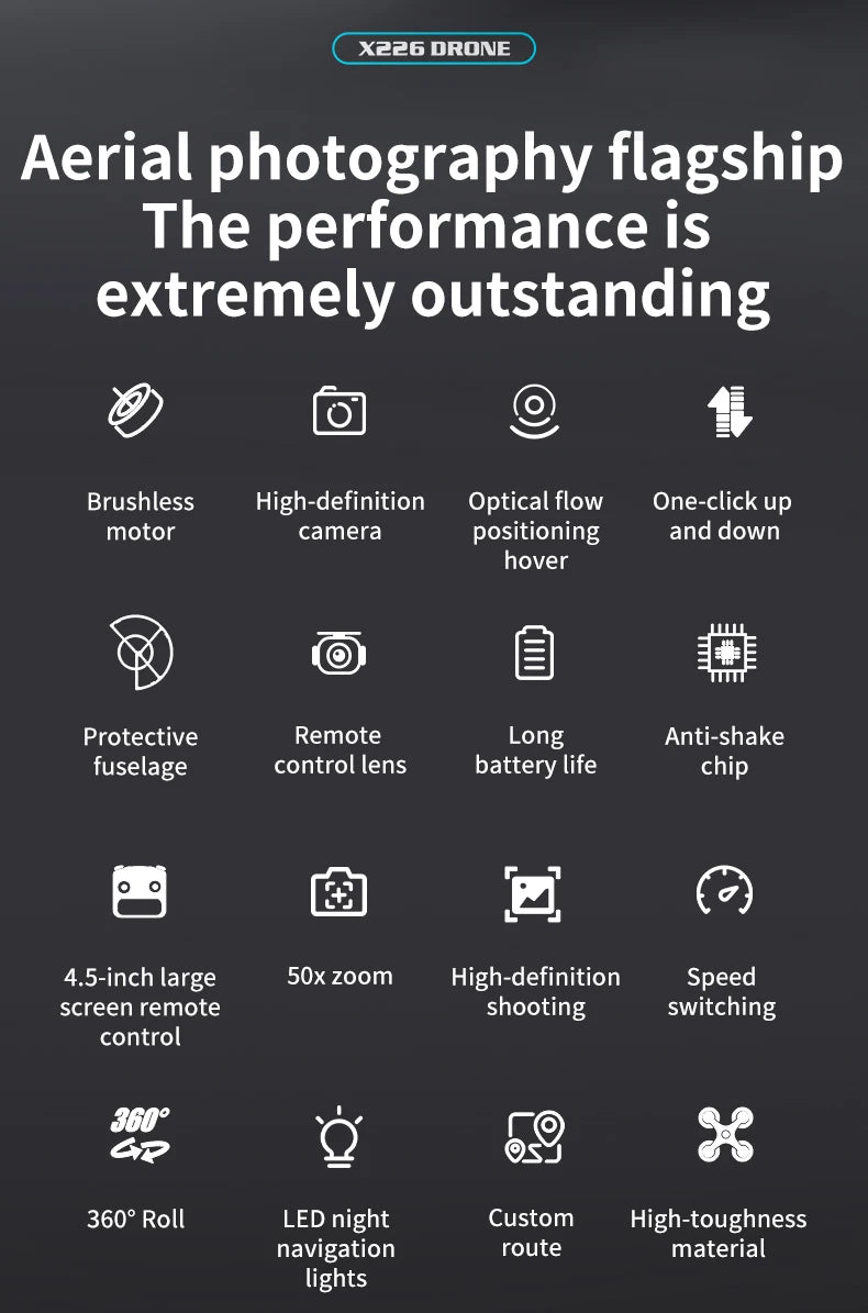 New X226 Mini RC Drone with Professional 8K HD Dual Camera 6Axis Headless Mode 360 Fly Remote Quadcopter - LKBA