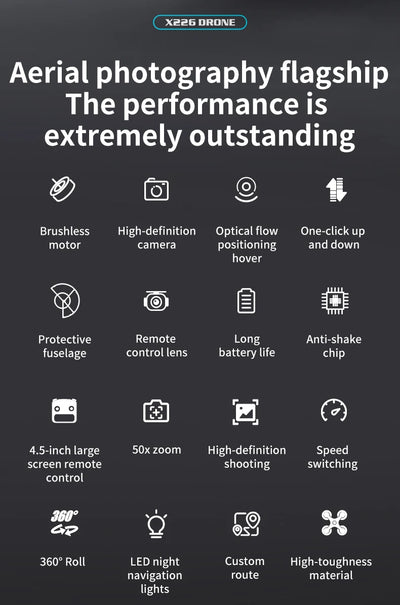 New X226 Mini RC Drone with Professional 8K HD Dual Camera 6Axis Headless Mode 360 Fly Remote Quadcopter - LKBA