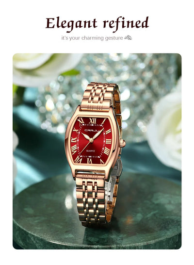 CRRJU Waterproof Women's Square Quartz Dress Watch Ladies Steel Bracelet Wristwatch Relogio Feminin - LKBA