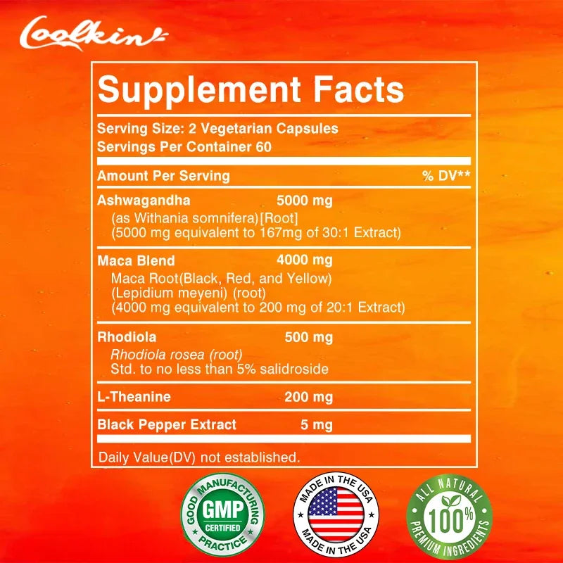 Male Supplement with Ashwagandha and Maca To support Male Libido and Promote Healthy Capsules - LKBA