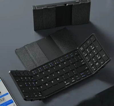 Bluetooth Foldable Keyboard With Touchpad Rechargeable Folding Keyboard with Large Touchpad Tri-Folding Ultra Slim Keyboard - LKBA