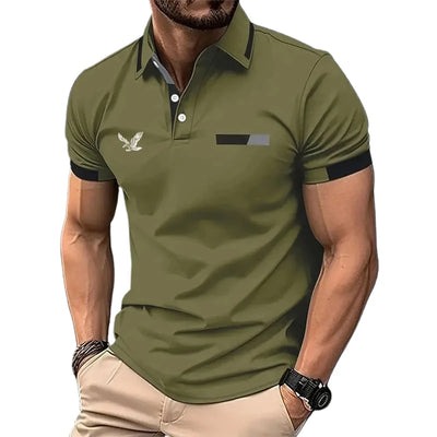 Men's Golf Shirt Golf Polo Work Casual Lapel Short Sleeve Basic Modern Color Block Patchwork Spring & Summer Regular Fit - LKBA