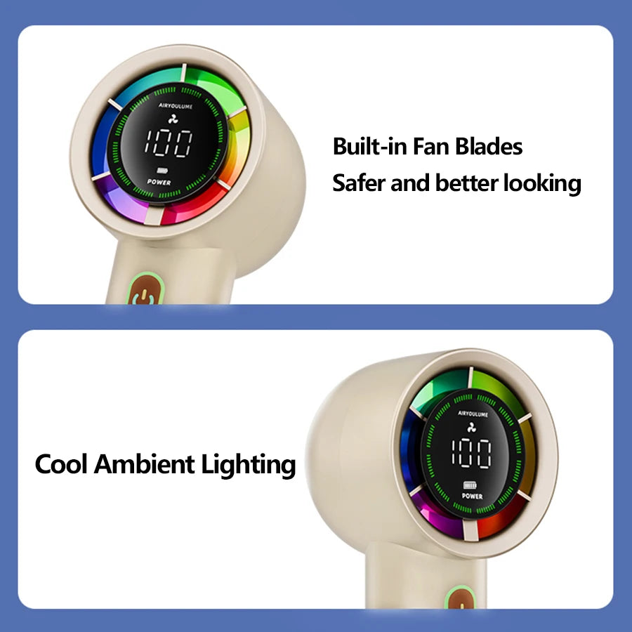 Handheld Fan 6 Speed 3000mAh Battery Personal Digital Display USB Rechargeable for Travel Outdoor School Gift Idea - LKBA