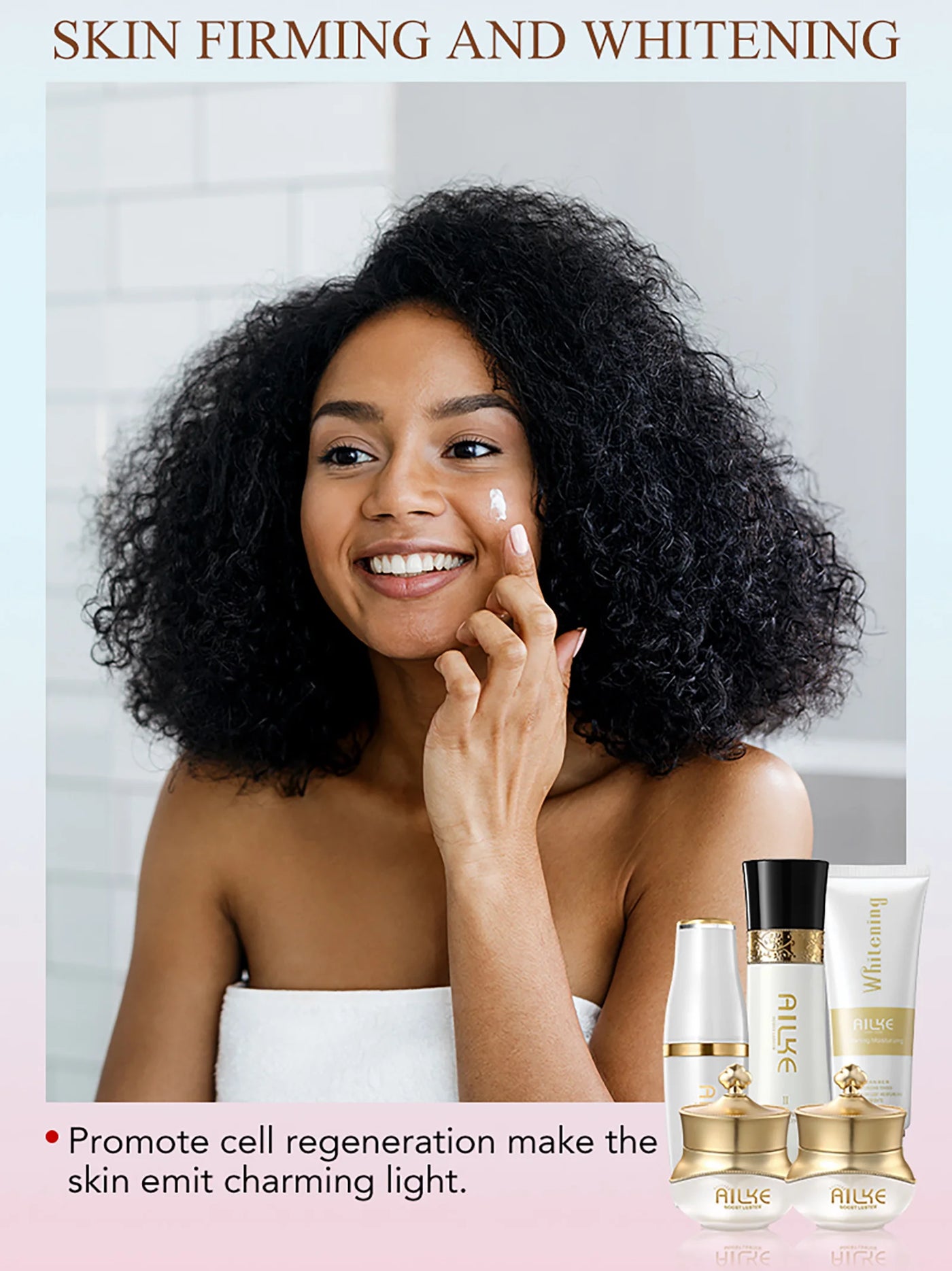 AILKE Whitening Anti-wrinkle Freckle Face Cream With Collagen Hyaluronic Acid Rose Skin Care Women Korean Facial Moisturizer Set - LKBA