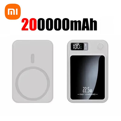200000mAh Magnetic Power Bank Wireless Fast Charger for Mag safe Portable Auxiliary Battery - LKBA