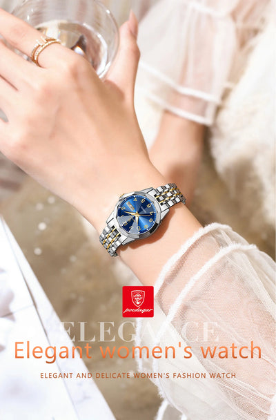 POEDAGAR Fashion Ladies Watch Waterproof Luminous Date Week Watch for Woman High Quality Stainless Steel Women's Quartz Watches - LKBA