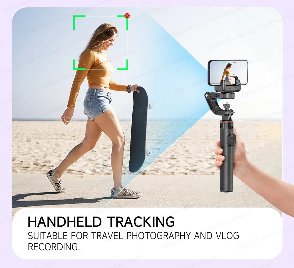 C22 AI Face Tracking Handheld Gimbal Stabilizer 360° Rotation Shoot Selfie Stick Tripod - LKBA