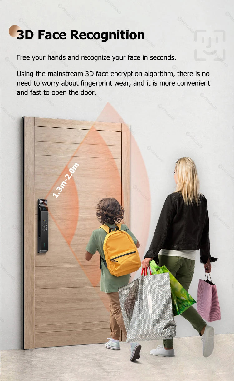 Real Time Intercom Palm Vein Recognition Intelligente Tuya Wifi  3DFace Unlock Outdoor Front Smart Digital Door Lock With Camera - LKBA