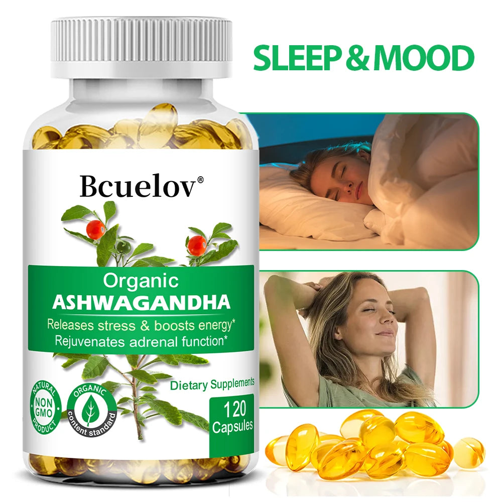 Ashwagandha Capsules-Improve Mood,Confrontation Stress,Improve Sleep Quality,Supports Energy,Enhancing Immunity,120 Capsules - LKBA