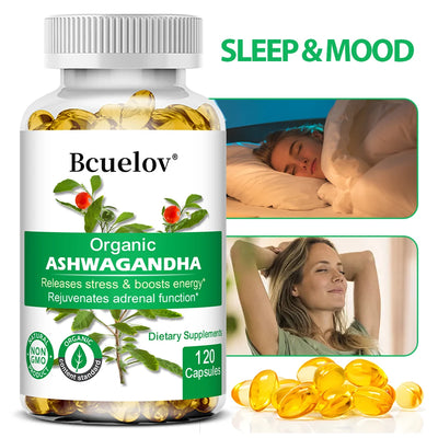 Ashwagandha Capsules-Improve Mood,Confrontation Stress,Improve Sleep Quality,Supports Energy,Enhancing Immunity,120 Capsules - LKBA