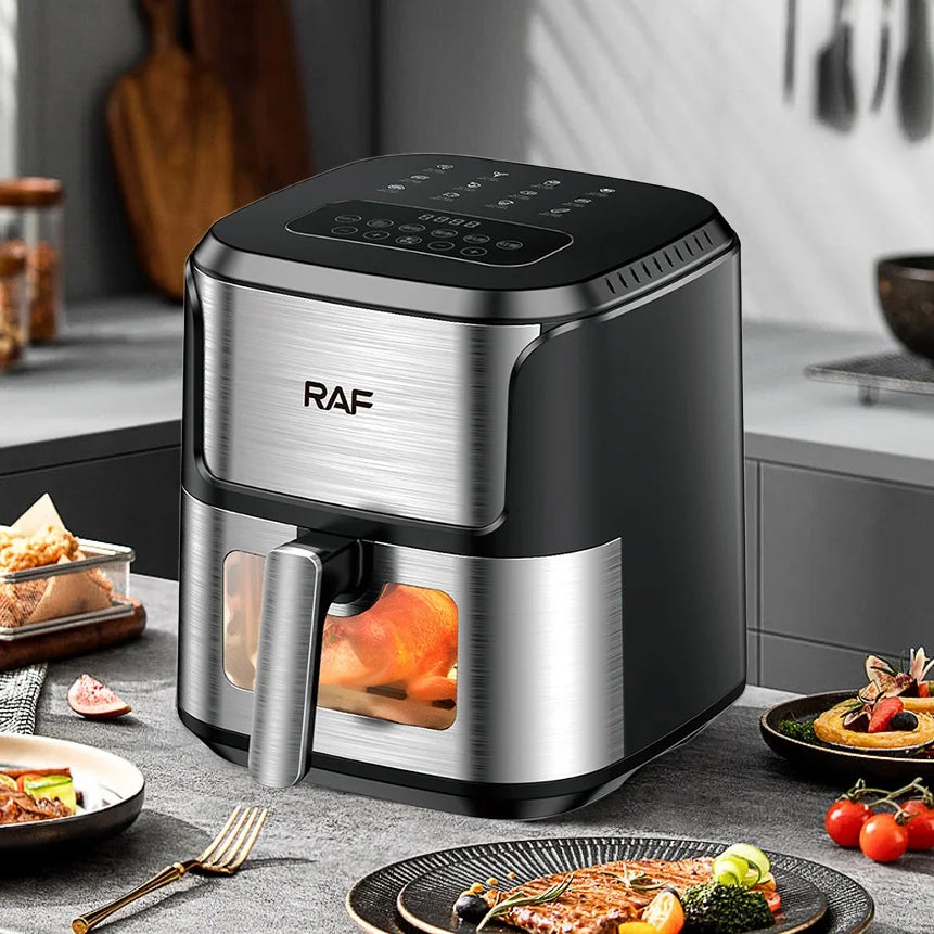 Air Fryer 5L, Electric Hot Air Fryer Oven Cooker with Touch Control & Nonstick Basket & Visible Window - LKBA