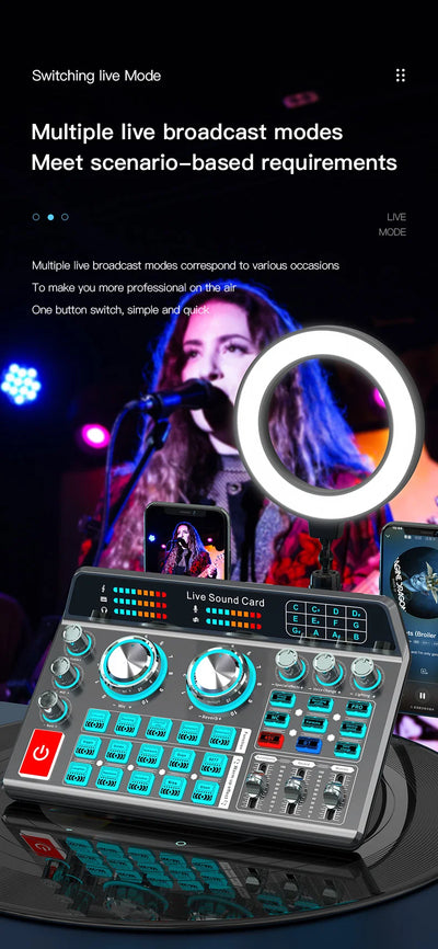 Live Sound Card for Mobile & Computer Universal Recording Mic Head Dedicated for Singing and Live Streaming - LKBA