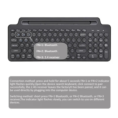 Mode Dual Bluetooth Keyboard BT5.0 3.0 2.4G Wireless Keyboard with Touchpad Gaming Keyboard with Card Slot for Laptop Tablet - LKBA