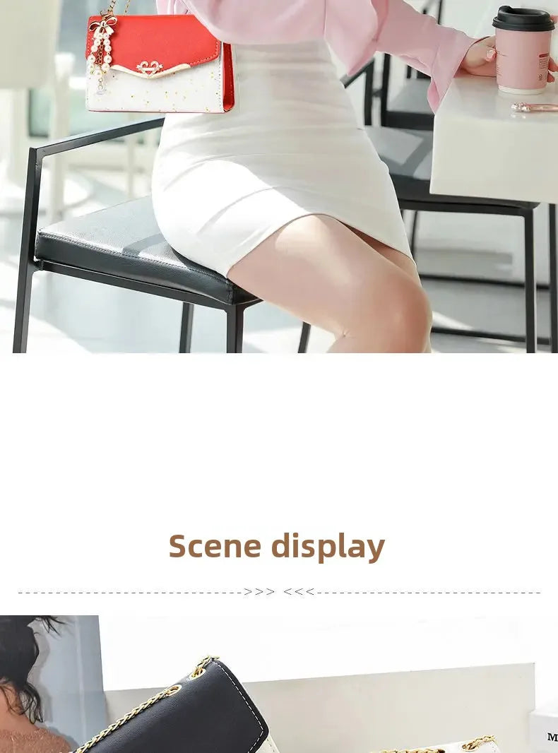 Fashionable Bright Leather Chain Crossbody Bag Women's Single Shoulder Small Square Bag Hot Sale of the Season New Style - LKBA