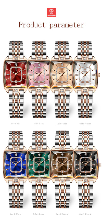 POEDAGAR Luxury Rectangle Watch For Woman Waterproof Calendar Simple Ladies Watch Fashion Stainless Steel Quartz Women's Watches - LKBA