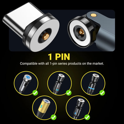 AUFU 540 Degree Rotating Magnetic Adapter USB to Type-C Charging Cable Magnetic USB C Female Converter for iPhone17 Mobile Phone - LKBA